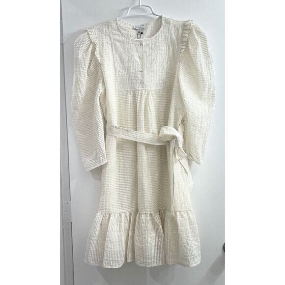 NWT Current Air Anthropology Mini Dress Shift Cottagecore Peasant Small Ivory - Picture 2 of 12
